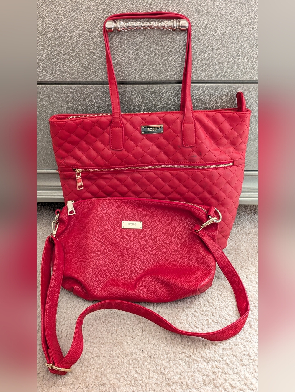 Two Bag Deal! Red tote w/ crossbody bag